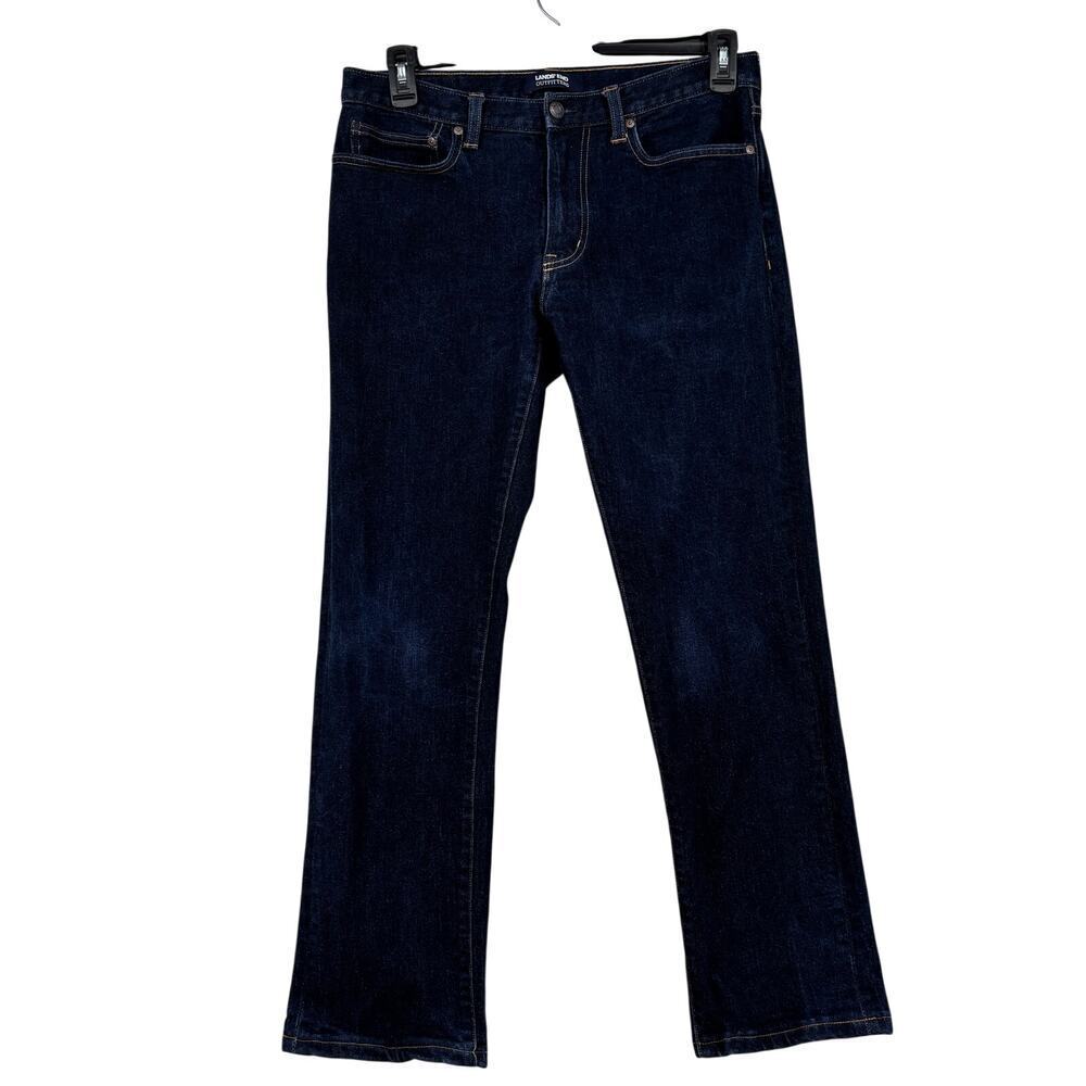 Lands' End Jeans Womens Size 33 Straight Fit Dark Wash Blue Stretch Denim